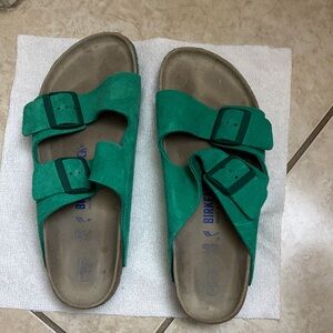 Birkenstock “Digital Green” Suede Buckle Sandals